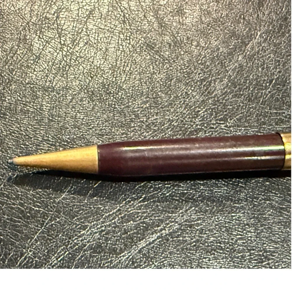 Vintage MCM Norman USA Mechanical Pencil Burgundy Plastic Gold Tone Office Retro